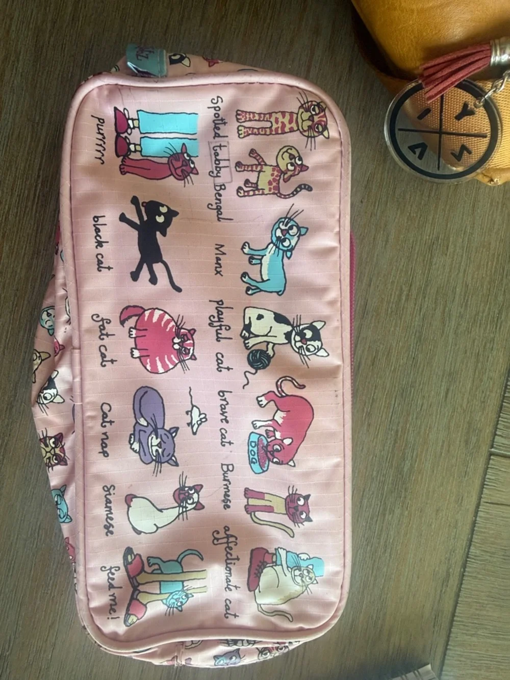 Children's Pink Cat Print Pencil Case - Cute Cartoon Design